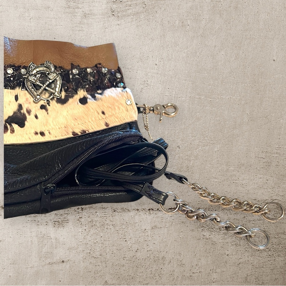 Unique HB western revival punk Black and Tan Women's Bag maximalist crossbody - Picture 6 of 6